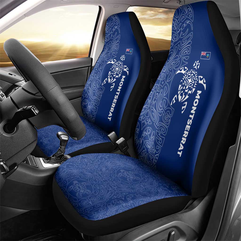 Montserrat Car Seat Cover with Tribal Sea Turtle Illustration Blue Polynesian Pattern Design - Wonder Print Shop