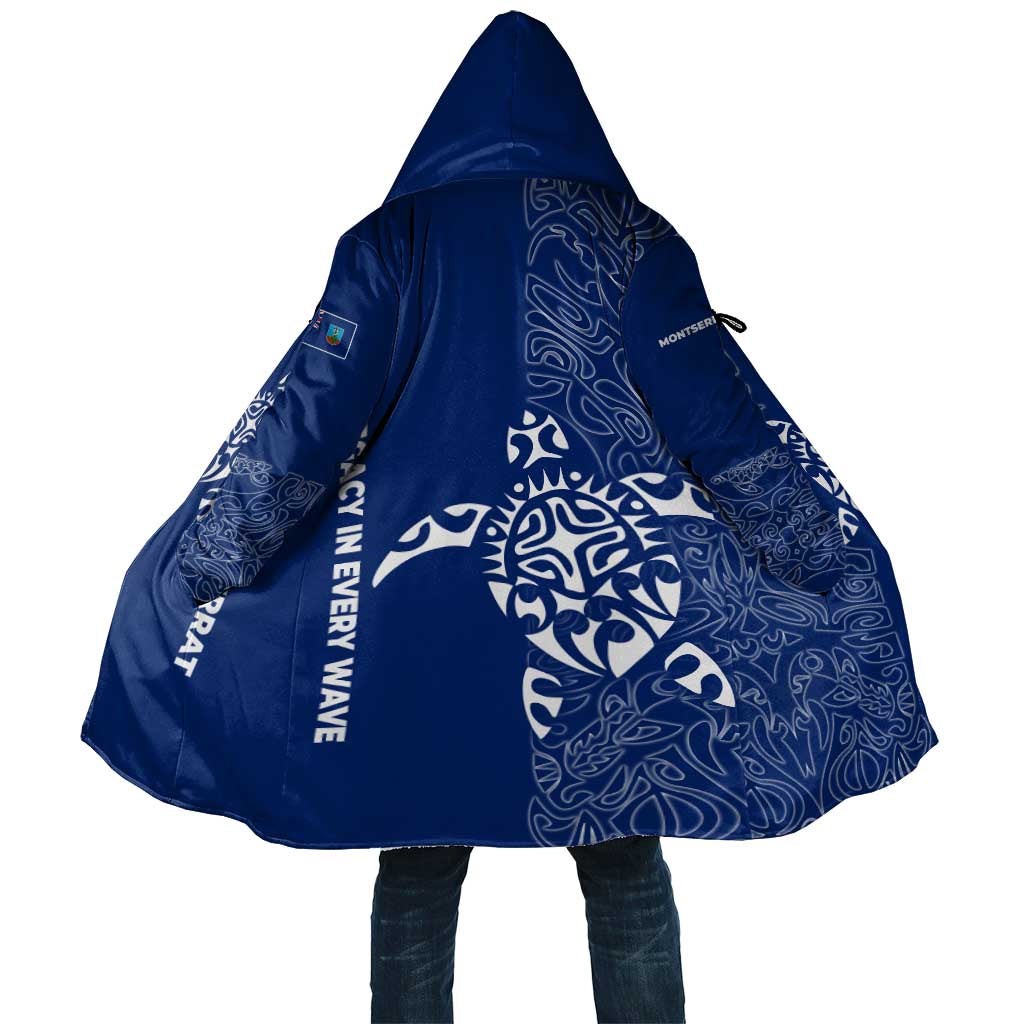 Montserrat Cloak with Tribal Sea Turtle Illustration Blue Polynesian Pattern Design - Wonder Print Shop