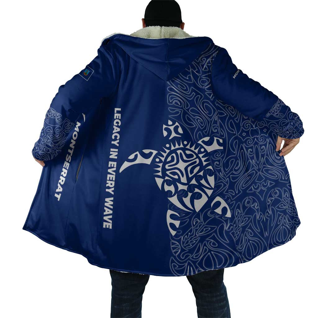 Montserrat Cloak with Tribal Sea Turtle Illustration Blue Polynesian Pattern Design - Wonder Print Shop