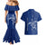 Montserrat Couples Matching Mermaid Dress and Hawaiian Shirt with Tribal Sea Turtle Illustration Blue Polynesian Pattern Design - Wonder Print Shop