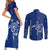 Montserrat Couples Matching Short Sleeve Bodycon Dress and Long Sleeve Button Shirt with Tribal Sea Turtle Illustration Blue Polynesian Pattern Design - Wonder Print Shop