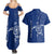 Montserrat Couples Matching Summer Maxi Dress and Hawaiian Shirt with Tribal Sea Turtle Illustration Blue Polynesian Pattern Design - Wonder Print Shop
