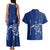 Montserrat Couples Matching Tank Maxi Dress and Hawaiian Shirt with Tribal Sea Turtle Illustration Blue Polynesian Pattern Design - Wonder Print Shop