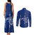 Montserrat Couples Matching Tank Maxi Dress and Long Sleeve Button Shirt with Tribal Sea Turtle Illustration Blue Polynesian Pattern Design - Wonder Print Shop
