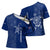 Montserrat Cross Shoulder Shirt with Tribal Sea Turtle Illustration Blue Polynesian Pattern Design - Wonder Print Shop