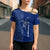 Montserrat Cross Shoulder Shirt with Tribal Sea Turtle Illustration Blue Polynesian Pattern Design - Wonder Print Shop