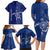 Montserrat Family Matching Long Sleeve Bodycon Dress and Hawaiian Shirt with Tribal Sea Turtle Illustration Blue Polynesian Pattern Design - Wonder Print Shop