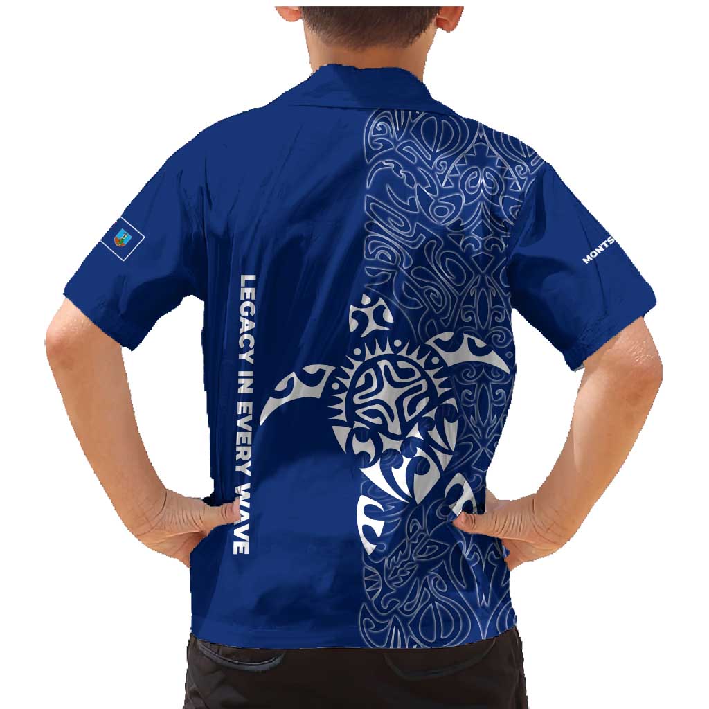 Montserrat Family Matching Mermaid Dress and Hawaiian Shirt with Tribal Sea Turtle Illustration Blue Polynesian Pattern Design - Wonder Print Shop