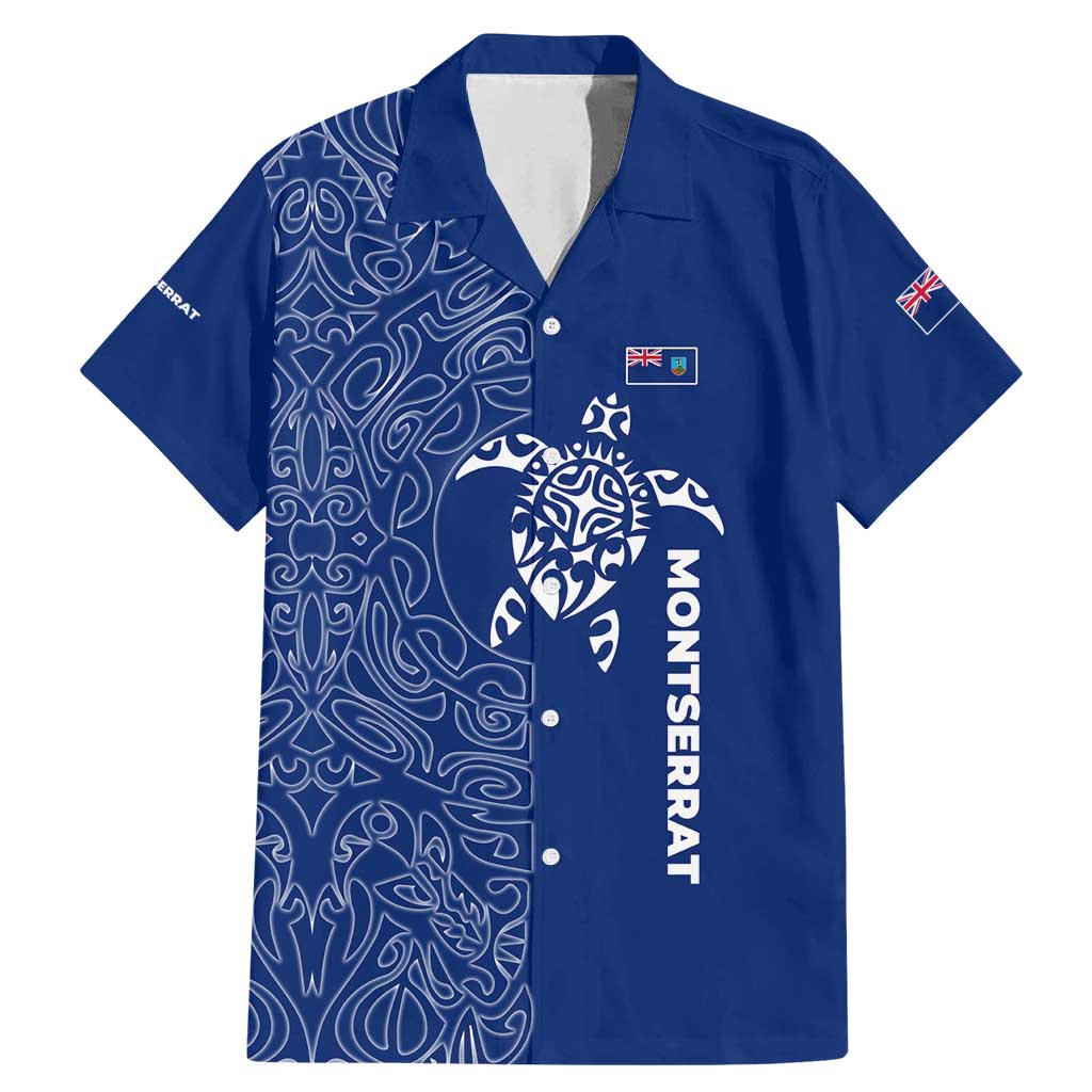 Montserrat Family Matching Mermaid Dress and Hawaiian Shirt with Tribal Sea Turtle Illustration Blue Polynesian Pattern Design - Wonder Print Shop