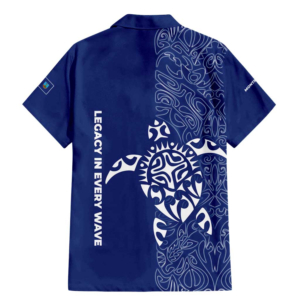 Montserrat Family Matching Mermaid Dress and Hawaiian Shirt with Tribal Sea Turtle Illustration Blue Polynesian Pattern Design - Wonder Print Shop