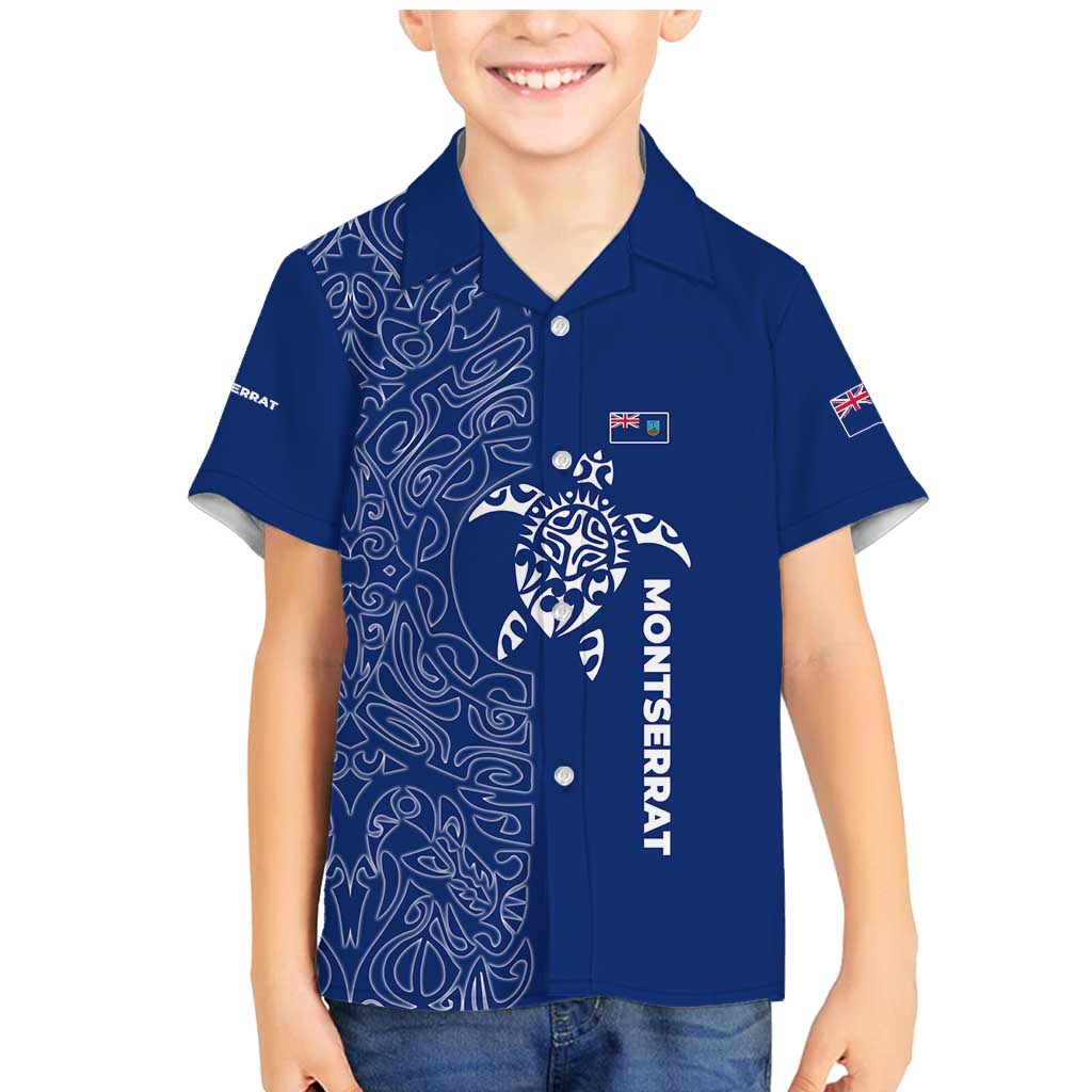Montserrat Family Matching Mermaid Dress and Hawaiian Shirt with Tribal Sea Turtle Illustration Blue Polynesian Pattern Design - Wonder Print Shop