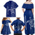 Montserrat Family Matching Off Shoulder Maxi Dress and Hawaiian Shirt with Tribal Sea Turtle Illustration Blue Polynesian Pattern Design - Wonder Print Shop