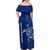 Montserrat Family Matching Off Shoulder Maxi Dress and Hawaiian Shirt with Tribal Sea Turtle Illustration Blue Polynesian Pattern Design - Wonder Print Shop