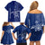 Montserrat Family Matching Off Shoulder Short Dress and Hawaiian Shirt with Tribal Sea Turtle Illustration Blue Polynesian Pattern Design - Wonder Print Shop
