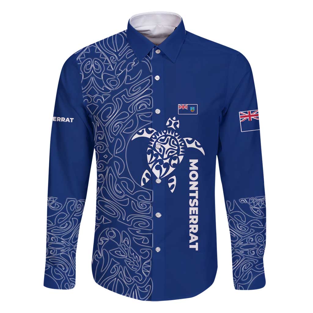 Montserrat Family Matching Puletasi and Hawaiian Shirt with Tribal Sea Turtle Illustration Blue Polynesian Pattern Design - Wonder Print Shop