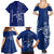 Montserrat Family Matching Summer Maxi Dress and Hawaiian Shirt with Tribal Sea Turtle Illustration Blue Polynesian Pattern Design - Wonder Print Shop