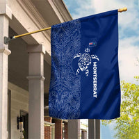 Montserrat Garden Flag with Tribal Sea Turtle Illustration Blue Polynesian Pattern Design - Wonder Print Shop