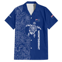 Montserrat Hawaiian Shirt with Tribal Sea Turtle Illustration Blue Polynesian Pattern Design - Wonder Print Shop