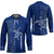 Montserrat Hockey Jersey with Tribal Sea Turtle Illustration Blue Polynesian Pattern Design - Wonder Print Shop