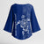 Montserrat Kimono Sleeve Blouse with Tribal Sea Turtle Illustration Blue Polynesian Pattern Design - Wonder Print Shop