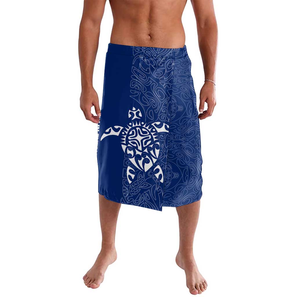 Montserrat Lavalava with Tribal Sea Turtle Illustration Blue Polynesian Pattern Design - Wonder Print Shop