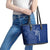 Montserrat Leather Tote Bag with Tribal Sea Turtle Illustration Blue Polynesian Pattern Design - Wonder Print Shop