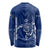Montserrat Long Sleeve Shirt with Tribal Sea Turtle Illustration Blue Polynesian Pattern Design - Wonder Print Shop