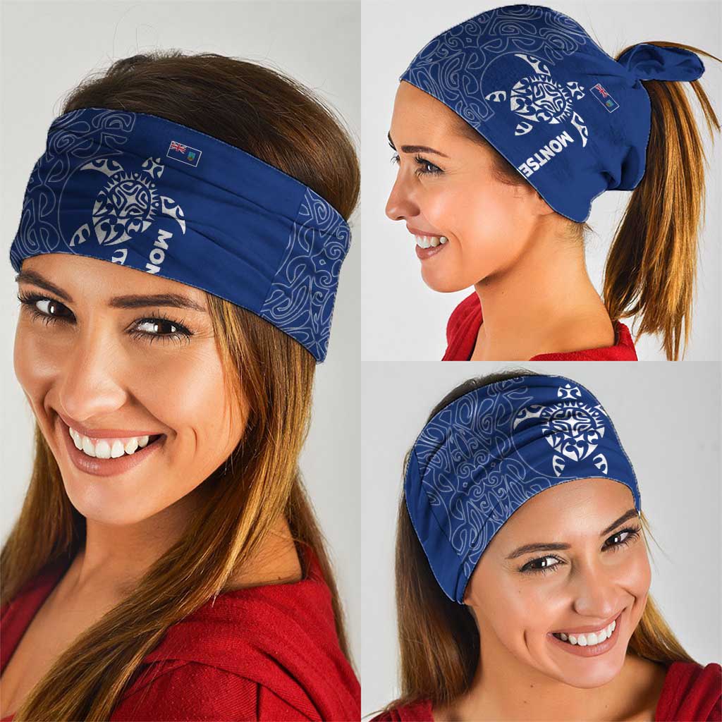 Montserrat Neck Gaiter with Tribal Sea Turtle Illustration Blue Polynesian Pattern Design TS04