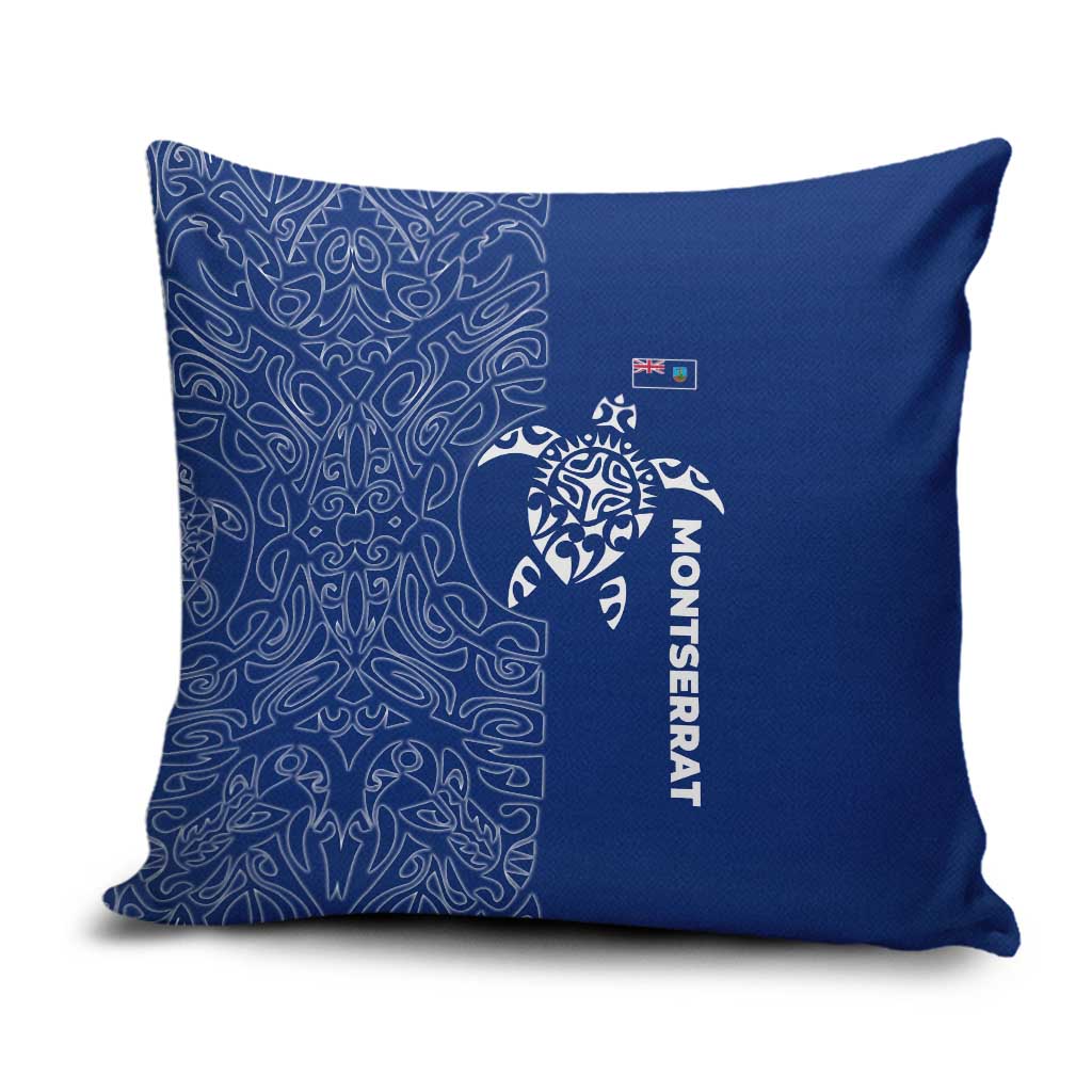 Montserrat Pillow Cover with Tribal Sea Turtle Illustration Blue Polynesian Pattern Design - Wonder Print Shop