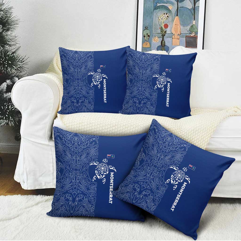 Montserrat Pillow Cover with Tribal Sea Turtle Illustration Blue Polynesian Pattern Design - Wonder Print Shop