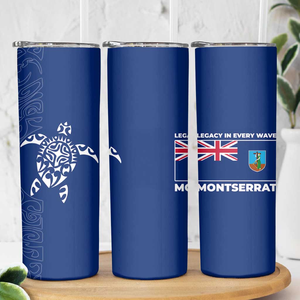 Montserrat Skinny Tumbler with Tribal Sea Turtle Illustration Blue Polynesian Pattern Design - Wonder Print Shop