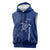 Montserrat Sleeveless Hoodie with Tribal Sea Turtle Illustration Blue Polynesian Pattern Design - Wonder Print Shop