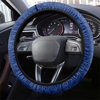 Montserrat Steering Wheel Cover with Tribal Sea Turtle Illustration Blue Polynesian Pattern Design - Wonder Print Shop
