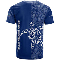 Montserrat T Shirt with Tribal Sea Turtle Illustration Blue Polynesian Pattern Design - Wonder Print Shop