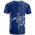 Montserrat T Shirt with Tribal Sea Turtle Illustration Blue Polynesian Pattern Design - Wonder Print Shop