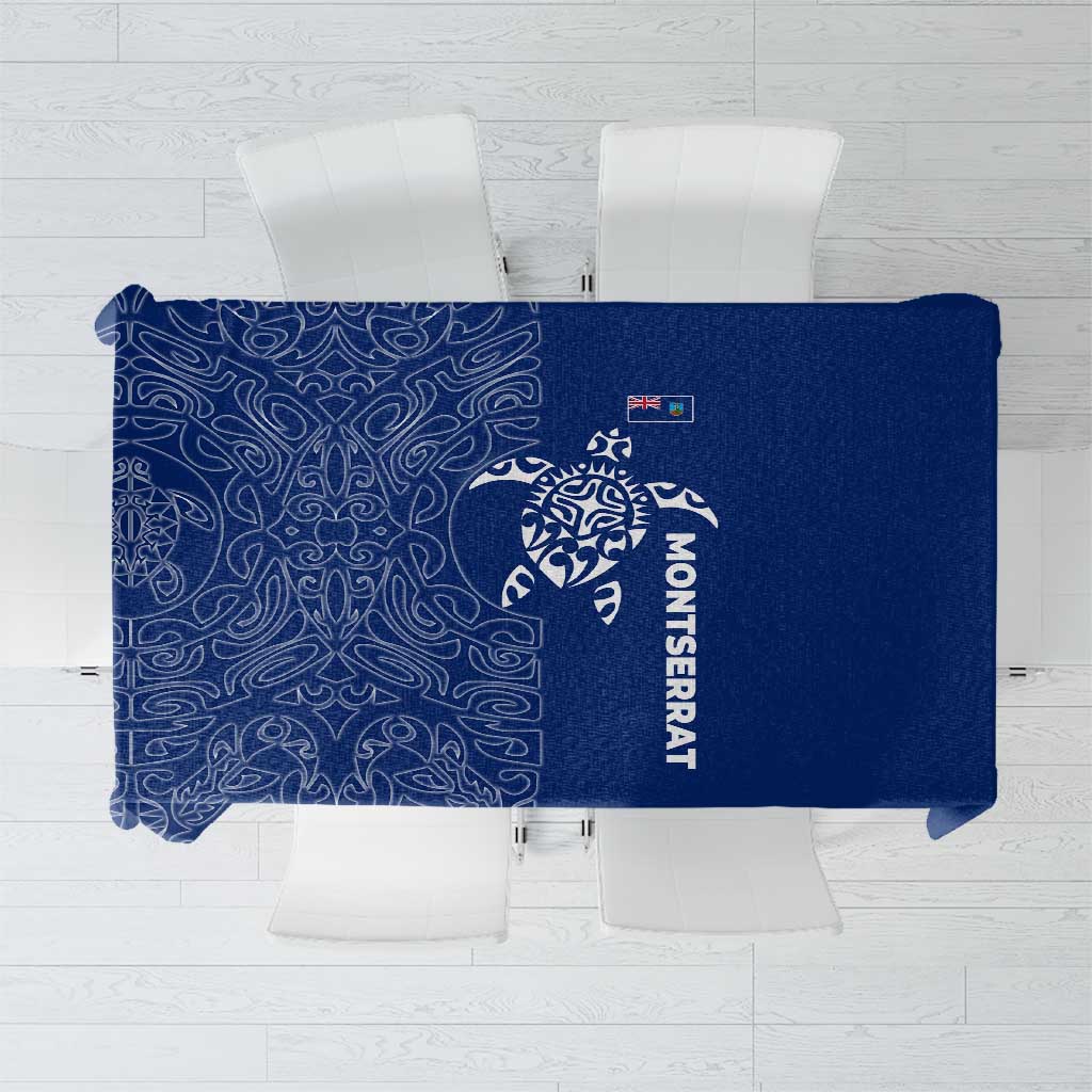 Montserrat Tablecloth with Tribal Sea Turtle Illustration Blue Polynesian Pattern Design - Wonder Print Shop