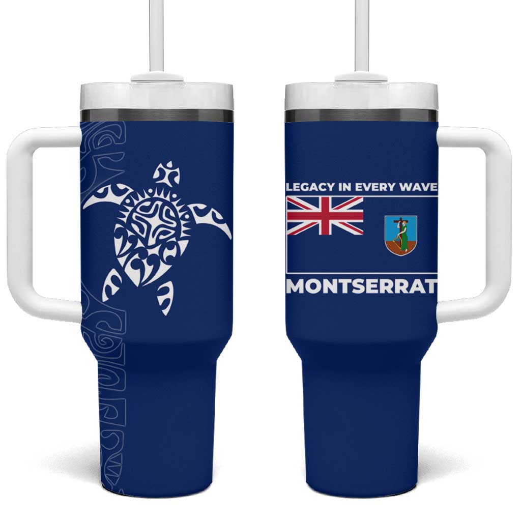 Montserrat Tumbler With Handle with Tribal Sea Turtle Illustration Blue Polynesian Pattern Design - Wonder Print Shop
