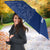 Montserrat Umbrella with Tribal Sea Turtle Illustration Blue Polynesian Pattern Design - Wonder Print Shop