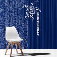 Montserrat Window Curtain with Tribal Sea Turtle Illustration Blue Polynesian Pattern Design - Wonder Print Shop