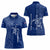 Montserrat Women Polo Shirt with Tribal Sea Turtle Illustration Blue Polynesian Pattern Design - Wonder Print Shop