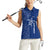 Montserrat Women Sleeveless Polo Shirt with Tribal Sea Turtle Illustration Blue Polynesian Pattern Design - Wonder Print Shop