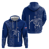 Montserrat Zip Hoodie with Tribal Sea Turtle Illustration Blue Polynesian Pattern Design - Wonder Print Shop