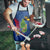 Montserrat Apron with Cartoon Bird and Island Map Blue Red Stripe Design - Wonder Print Shop