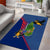 Montserrat Area Rug with Cartoon Bird and Island Map Blue Red Stripe Design - Wonder Print Shop