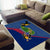 Montserrat Area Rug with Cartoon Bird and Island Map Blue Red Stripe Design - Wonder Print Shop
