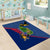 Montserrat Area Rug with Cartoon Bird and Island Map Blue Red Stripe Design - Wonder Print Shop