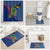 Montserrat Bathroom Set with Cartoon Bird and Island Map Blue Red Stripe Design - Wonder Print Shop