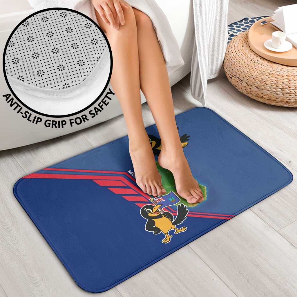 Montserrat Bathroom Set with Cartoon Bird and Island Map Blue Red Stripe Design - Wonder Print Shop