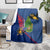Montserrat Blanket with Cartoon Bird and Island Map Blue Red Stripe Design - Wonder Print Shop