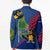 Montserrat Blazer with Cartoon Bird and Island Map Blue Red Stripe Design - Wonder Print Shop